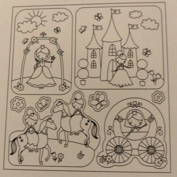 174 Coloring Stickers Party Favor 5 Designs Unicorn Princess Best Friends - Picture 4 of 10
